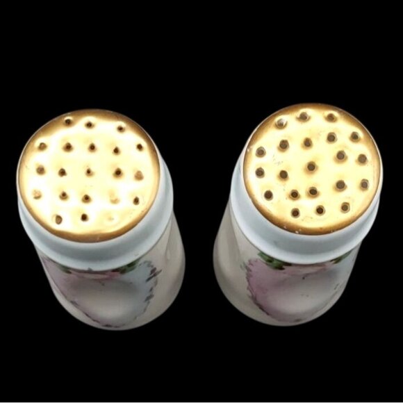 Vintage Bavaria Cameo Rose Hand-Painted Porcelain Salt & Pepper Shakers - Picture 2 of 6